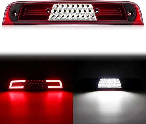Tercera luz de freno LED compatible con RAM 1500 2019 2020 2021 2022 2023 2024, carcasa roja lente transparente luces de parada de montaje alto
