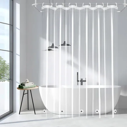 Miniatura 18 de Cortina de baño EurCross con 3 imanes, forro transparente de PEVA 9G, cortina de medio baño 36x72 para ducha