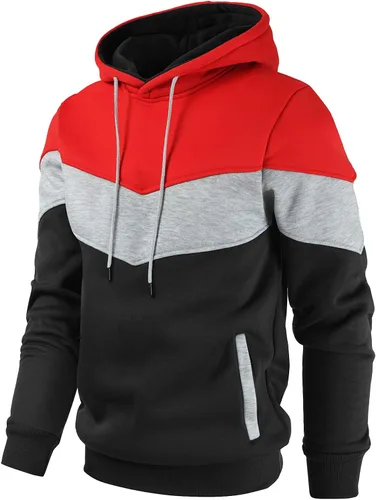 Miniatura 2 de Gesean Sudadera con capucha, de manga larga, para hombre, diseño de bloque de color, estilo informal, con bolsillo