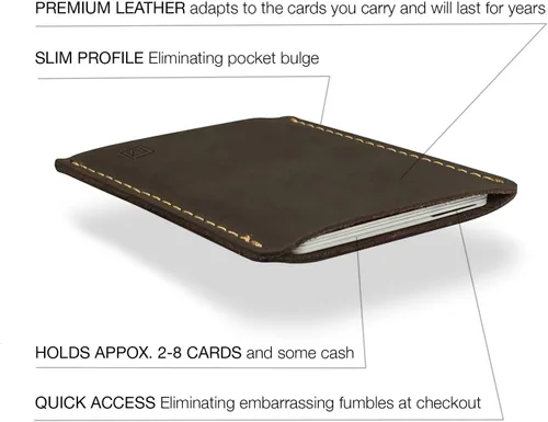 Miniatura 3 de Modern Carry - Funda delgada de cuero para tarjetas de crédito marrón Brown Card Sleeve