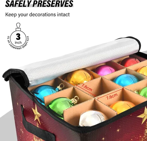 Miniatura 4 de Caja de almacenamiento de adornos de Navidad para árbol de Navidad, 4 niveles con capacidad para hasta 64 bolas de decoración de adornos navideños