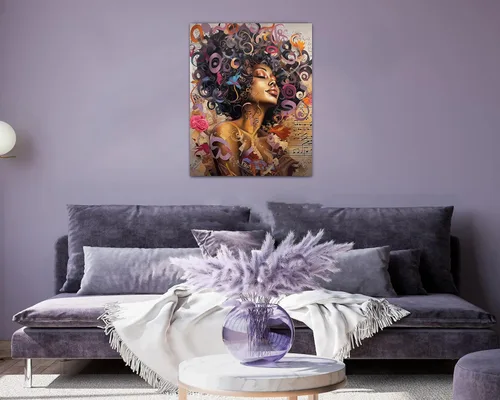 Miniatura 275 de Arte de pared afroamericano, decoración de rey y reina bailarín negro para sala de estar, arte de pareja de amor negro para dormitorio, lienzo