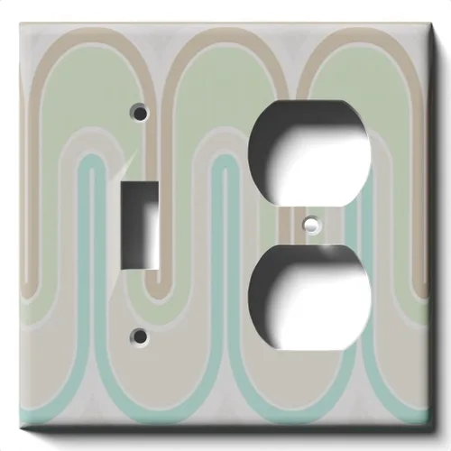 Miniatura 15 de Placa decorativa para cubierta para interruptor de luz, ondas retro verdes, placa de pared de palanca individual Single Toggle