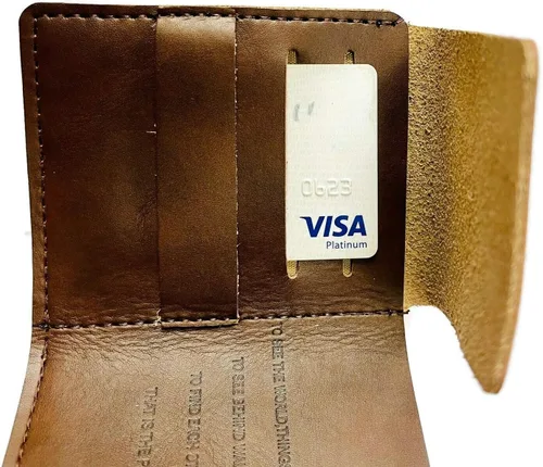Miniatura 2 de costumebase WALTER MITTY WALLET secret life cuero genuino hecho a mano marrón, Marrón