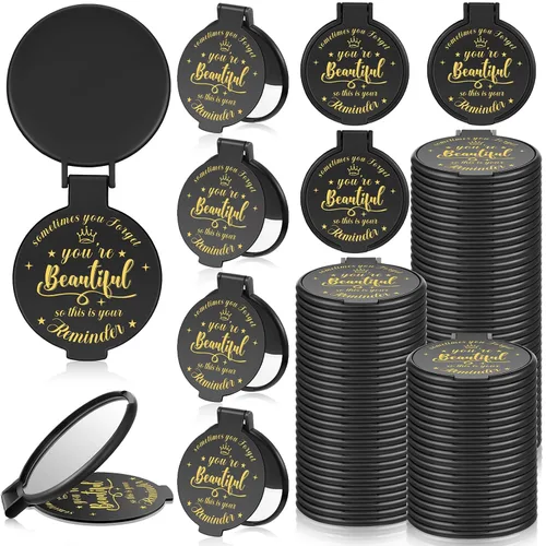 Miniatura 9 de 100 piezas de espejo compacto inspirador de 2.76 pulgadas a granel para mujeres, pequeños regalos de graduación, día de la madre, fiesta, bolso