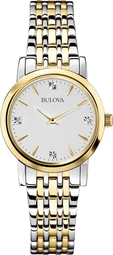 Miniatura 10 de Bulova Reloj clásico de cuarzo para mujer, acero inoxidable con diamante