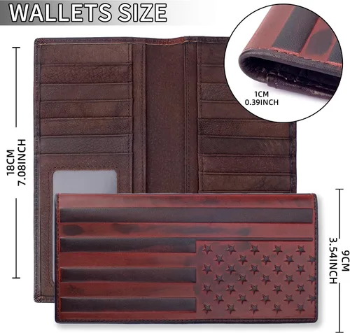 Miniatura 6 de Billeteras occidentales para hombres, cartera de chequera Rodeo para vaqueros, billetera larga plegable para hombre, tarjetero con bloqueo RFID