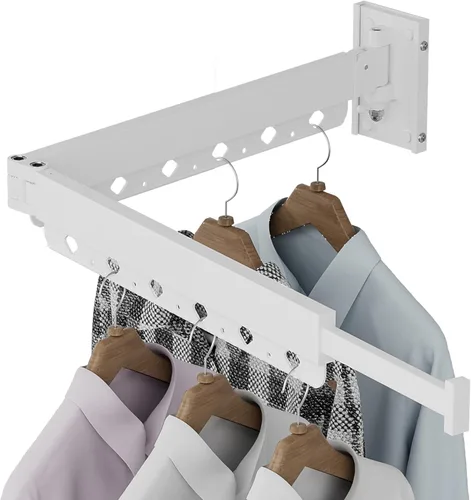 Perchero de Ropa Plegable y Retráctil, Perchero de Secado de Ropa para Montar en Pared para Interior, Perchero de Ropa Ahorrador de Espacio para