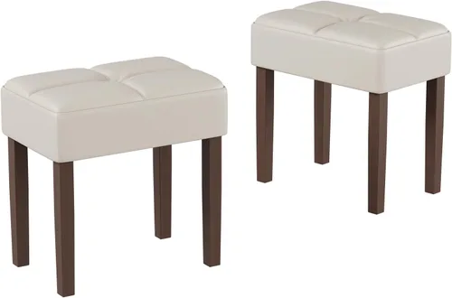 Miniatura 9 de EOSVALO Taburete de tocador de cuero, banco otomano rectangular de 18.7 pulgadas de ancho para sala de maquillaje, silla de tocador con patas