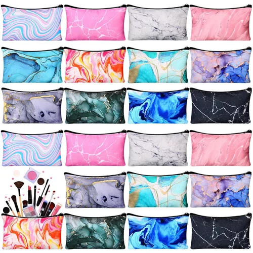 Miniatura 19 de 24 piezas bolsas de maquillaje a granel, bolsas de cosméticos de lona, organizador de bolso, bolsa cosmética con cremallera, bolsa de tocador