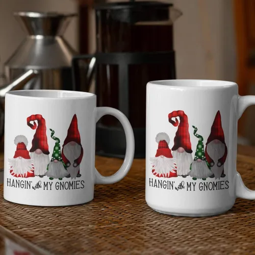 Miniatura 6 de Ashton Books-n-Things - Taza de gnomo colgante con mis gnomos, divertida taza de café, Navidad, gnomos escandinavos alemanes, regalo para hombres