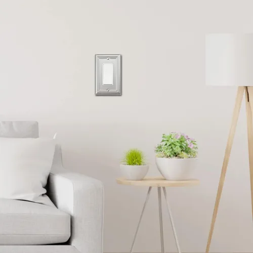 Miniatura 5 de OKAWYC Cubierta de Interruptor de Luz Decorativa Individual Adler de Metal para Pared, Paquete de 4 Níquel Cepillado 1 Gang Single Rocker