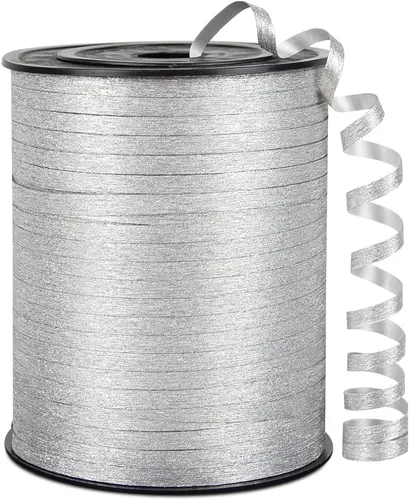 Miniatura 24 de Cinta Rizada Plateada, 1/5" de ancho x 500 yardas Cintas Rizadas de Navidad para Envolver Regalos, Decoración de Fiestas, Cuerda de Globos, Cabello