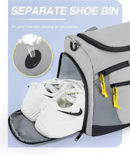 Miniatura 4 de BAGSMART Bolsa de viaje deportiva con compartimento para zapatos y bolsillo húmedo, bolsa de lona de mano para el fin de semana, resistente al agua