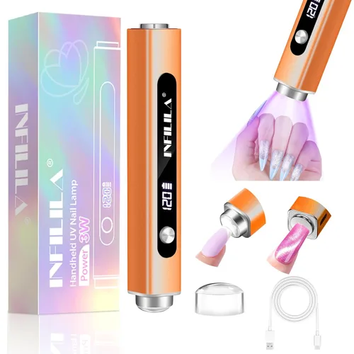 Miniatura 11 de NXJ INFILILA Luz UV multifuncional de mano para uñas de gel con imán de ojo de gato, lámpara de uñas portátil de curación flash para manicura Púrpura