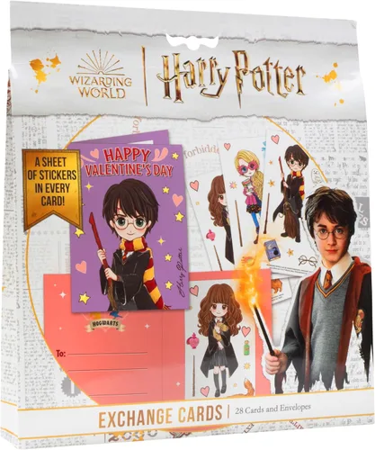 Miniatura 6 de Harry Potter Tarjetas del día de San Valentín con calcomanías para niños, paquete de 28 tarjetas y sobres, personajes de anime de Harry, Hermione