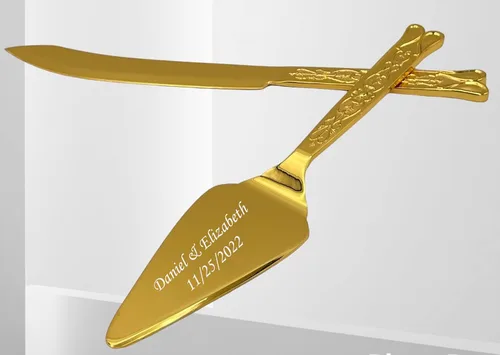 Miniatura 7 de GIFTS INFINITY Juego de cuchillo personalizado para pastel de boda y servidor con grabado, juego de utensilios de corte de pasteles, regalo