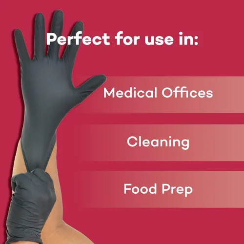 Miniatura 7 de Dealmed Black Nitrile Exam Gloves – Disposable Multi-Purpose Use Medical Gloves Use for First Aid and Medical Facilities
