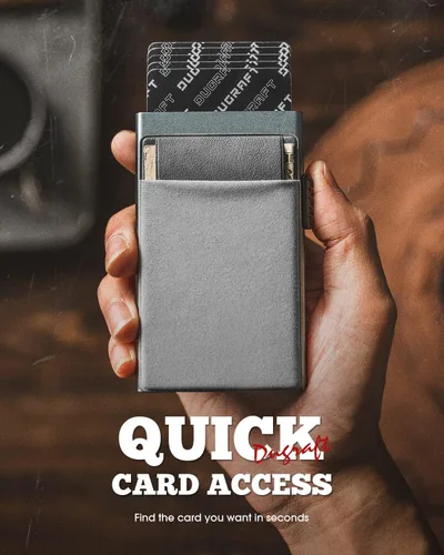 Miniatura 40 de DUGRAFT Tarjetero para tarjetas de crédito con bolsillo para dinero, minimalista, delgado, de aluminio, de metal, para hombres, con bloqueo RFID