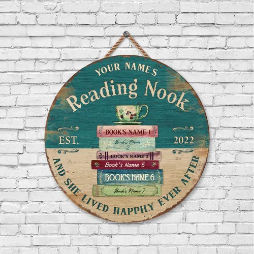 Miniatura 5 de Artsy Woodsy Letrero de madera de esquina de lectura personalizado (no tallado o neón), placa de pared, decoración de Book Nook Club Room Hideaway