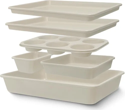 AIVIKI - Juego de moldes para hornear, juegos de utensilios para hornear antiadherentes, sartenes para horno para cocinar, juego de 6 piezas para