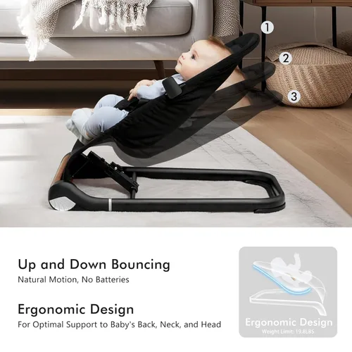 Miniatura 2 de Silla Saltarina para Bebé - Soporte Cómodo para los Momentos de Felicidad de tu Pequeño (Normal, Negro)
