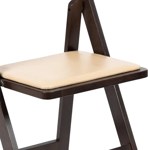Miniatura 5 de EMMA + OLIVER Silla plegable de madera de chocolate con asiento acolchado de vinilo desmontable