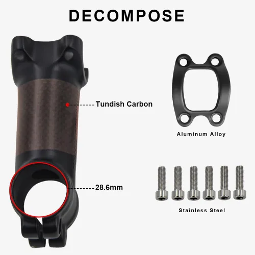 Miniatura 5 de Alfa Pasca Carbon Road Bike Stem MTB Carbon Stem Carbon Fiber Road Bicycle Stem Carbon Fiber+Aluminum Alloy 25.4 Stem 50/60/70/80mm