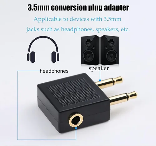 Miniatura 3 de Adaptador de audio dual de 0.138 in macho a hembra para auriculares de avión, adaptador de audio de vuelo compatible con auriculares Sony WH-1000XM3