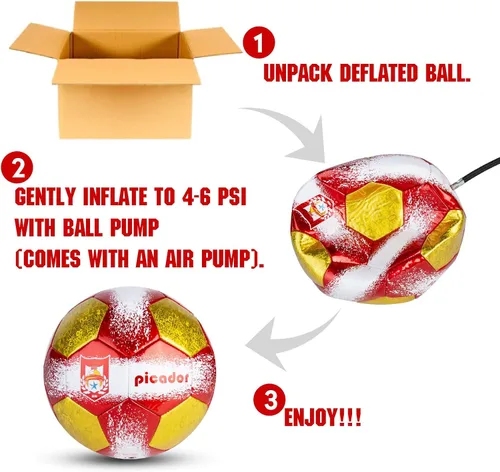 Miniatura 5 de PP PICADOR Balones de fútbol tamaño 4, pelota de fútbol de cuero láser para entrenamiento deportivo y juego de partidos, juego de bolas de fútbol