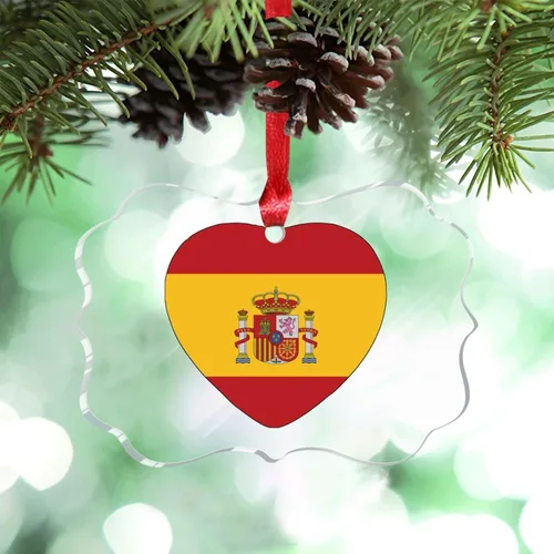 Miniatura 27 de Adorno de Navidad personalizado de la bandera de Venezuela 2023, adornos de corazón para árboles de Navidad, acrílico país, ciudad, recuerdo