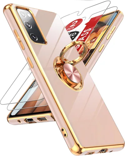 Miniatura 59 de LeYi Funda para Samsung Galaxy S22 Ultra con soporte de anillo giratorio de 360°, soporte magnético, chapado en oro rosa, borde protector para Negro