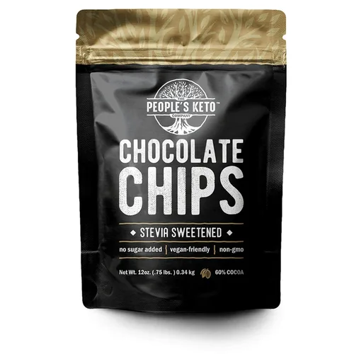 Miniatura 8 de The People's Keto Company - Chips de chocolate grandes sin azúcar, endulzado con stevia, 12 onzas, tamaño económico, sin OMG, vegano, keto, bajo