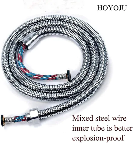 Miniatura 4 de Manguera de ducha de mano de 59 pulgadas, cable de acero inoxidable de grado comercial con tuerca de 1/2 IPS inserto de latón macizo, manguera
