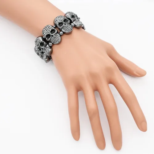 Miniatura 3 de Lavencious Pulsera elástica de calavera para mujer, 7 pulgadas