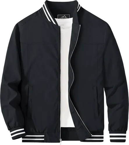 MAGCOMSEN Chaqueta bomber para hombre, ligera, cortavientos, con cremallera, resistente al viento, casual, primavera, otoño, abrigo para golf