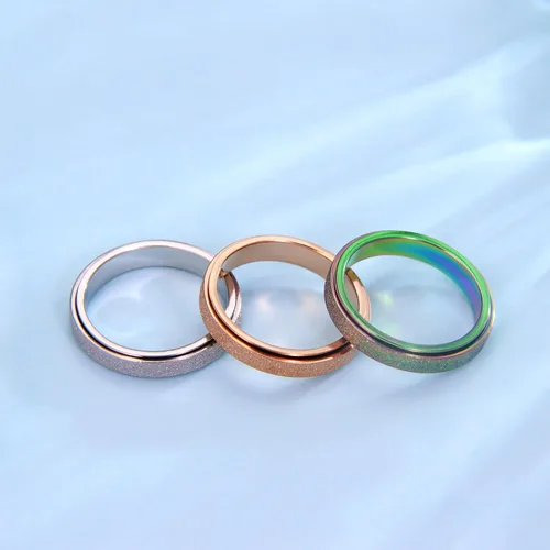 Miniatura 5 de Anillo giratorio para la ansiedad: anillo antiestrés para mujeres, regalo antiansiedad para adolescentes y niños (talla 6-10)