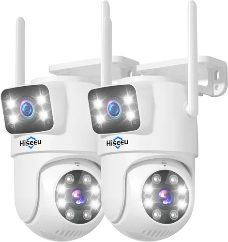 Miniatura 8 de Hiseeu - Cámara de seguridad de 2K para exteriores, con WiFi, zoom digital, inclinación, panorámica de 360°, 3MP y 2.4 G, seguimiento de movimiento