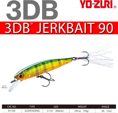 Miniatura 4 de YO-Zuri 3DB Jerkbait (SP) Señuelo de baño 3.543 in Color: Sunset Shad
