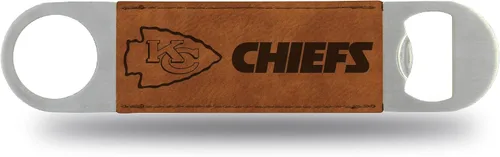 Miniatura 21 de Rico Industries NFL - Hoja de barra grabada con láser de piel sintética, gran accesorio para bebidas para el día del juego