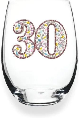 Miniatura 9 de THE QUEENS' JEWELS Happy Birthday - Copa de vino sin tallo, 21 onzas, regalo único para mujeres, cumpleaños, lindo, divertido, sin pintar, decorado