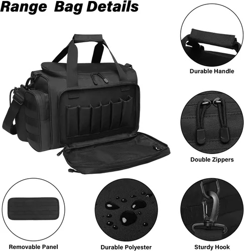 Miniatura 3 de MOSISO Bolsa táctica para pistola, bolsa de lona de gran alcance para pistolas y equipo, bolsa de transporte con asa y correa de hombro