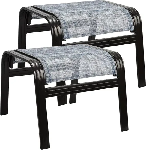 Miniatura 15 de Reposapiés para patio al aire libre, asiento otomano, de textileno, portátil, de metal, sillas de patio, 2 unidades, color marrón