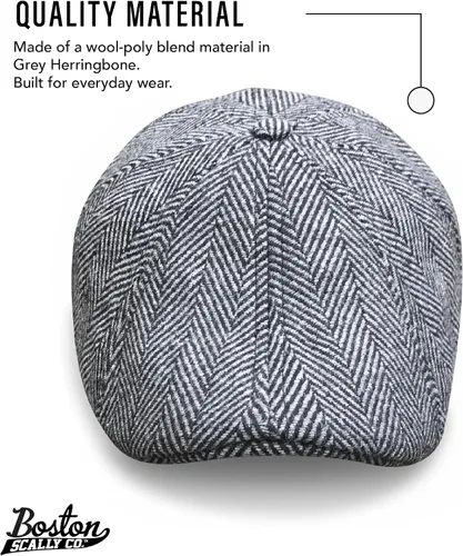 Miniatura 2 de La Gorra Original Boston Scally Cap - La Gorra Plana de Newsboy Peaky - Gorra de 8 Paneles para Hombres - Gris Herringbone