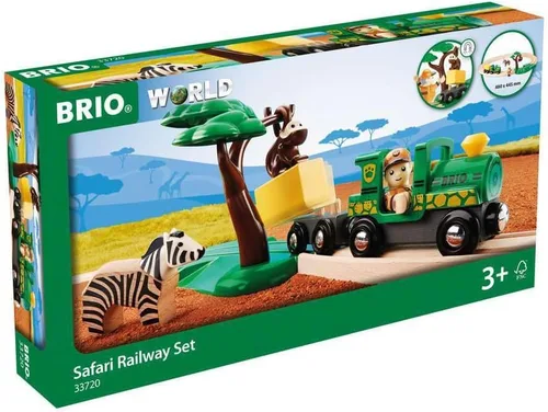 Miniatura 2 de BRIO World - 33720 Safari Railway Set - Juego de tren de juguete de madera imaginario para niños pequeños Juego creativo Compatible