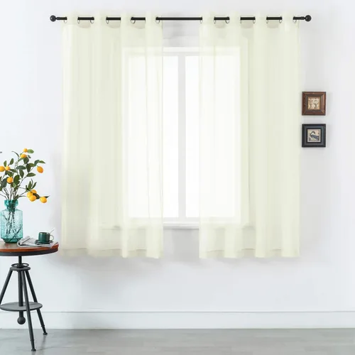 Miniatura 33 de DUALIFE Cortinas Amarillas de 72 Pulgadas de Largo para Dormitorio Juego de 2 Paneles con Ojales Ventana Semi Voile Filtrado de Luz Cortinas