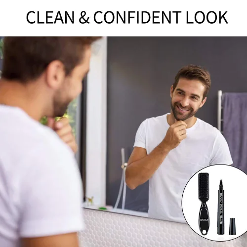 Miniatura 2 de Relleno de lápiz de barba para hombres, a prueba de agua y sudor, de larga duración, bolígrafo para barba con un aplicador de punta de microtenedor