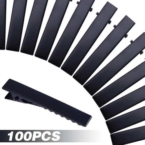 Miniatura 2 de 100 pinzas de metal para el cabello de cocodrilo, parte superior plana con dientes, horquillas de una sola punta, pinzas de peluquería para mujeres