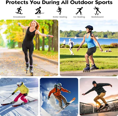 Miniatura 6 de OHMOTOR® - Pantalones cortos acolchados para esquí, snowboard y patinaje para mujeres y hombres, protector de almohadilla para las nalgas