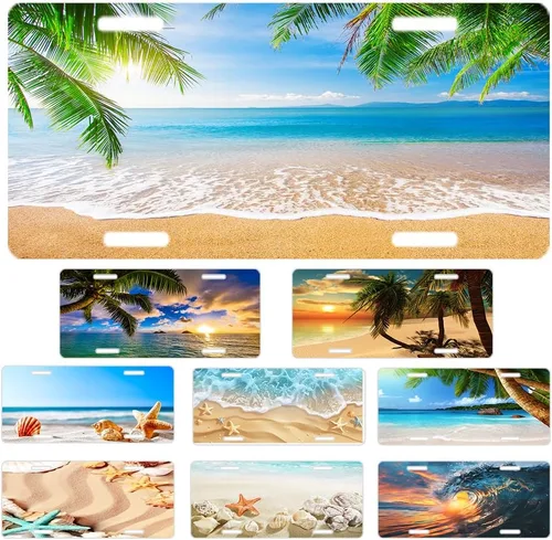 Miniatura 14 de Árbol de la vida - Placa de matrícula colorida abstracta divertida de aluminio para placas delanteras decorativas, impermeables, sin óxido, A